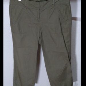 Ann Taylor LOFT Womens 2 Green Capri Mid Rise Tie Leg Pockets